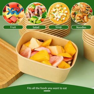 Boîte carrée en papier kraft recyclable, biodégradable, de qualité alimentaire, jetable, avec pelliculage mat, résistante à l'huile, pour sushis, salades et snacks - Product Image 3