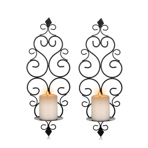 Soporte de vela de metal personalizado de diseño elegante montado en la pared para el hogar Hotel iluminación colgante decoración uso portavelas. - Product Image 5