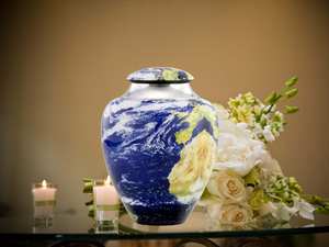 Earth Planet Metal Cremation <b>Urn</b> for <b>Ashes</b> Unique Memorial <b>Urn</b> for Human <b>Ashes</b> Funeral <b>Urn</b> with Bag - Product Image 5