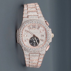 Montre de luxe en or rose automatique pleine VVS Moissanite diamant montre de haute qualité mouvement mécanique montre de luxe de style de mode - Product Image 1