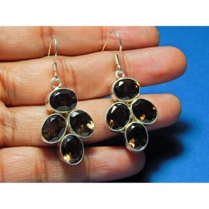 Pendientes de Plata de Ley 925 sólida hechos a mano, joyería de piedras preciosas de topacio ahumado Natural, regalo de moda para Her-E0626-GS - Product Image 4