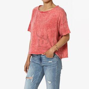 Fabricant personnalisé vente en gros de t-shirts délavés à l'acide de haute qualité pour femmes été de bonne qualité dames vintage respirant OEM - Product Image 3