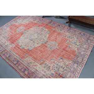 Tapis turc vintage de 5,6 x 8,6 pieds, grand tapis, tapis rayé rouge - Product Image 4