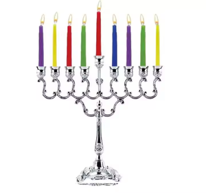 Menorá Metálica Clásica Judía para Aceite, Moderna de 9 Brazos, Decoración Ecológica para Hanukkah y Navidad por Decor Impex - Product Image 5