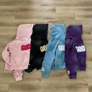 Fabricant OEM, vente en gros personnalisée, taille plus, sweat-shirt et pantalon de survêtement en coton 100% coupe-vent, lavage à l'acide uni, respirant, pour hommes - Product Image 2