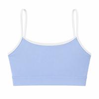 Groothandel Op Maat Gemaakte Sportbeha 80% Nylon 20% Spandex 220gsm Hemelblauw Licht Ondersteunende Spaghettiband Yogabeha Zachte Gymbeha voor Tienermeisjes