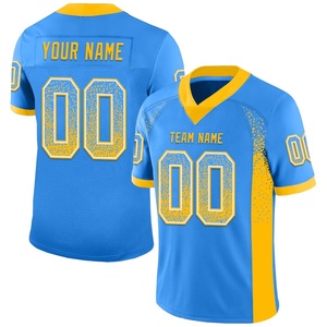 Camiseta Profesional de Fútbol Americano Azul Cielo, Cuello en V, Manga Corta, Malla Transpirable, Impresión del Nombre del Equipo, Ropa Deportiva para Hombre Adulto - Product Image 1
