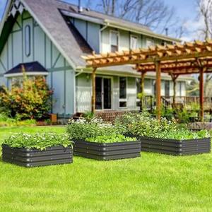 Grande jardinière surélevée carrée en métal personnalisée pour usage domestique Boîte à légumes d'extérieur à prix compétitif pour la plantation d'herbes aromatiques et de fleurs - Product Image 5