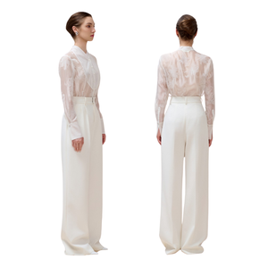 Pantalones informales antiarrugas para mujer, pantalones de pierna ancha de cintura alta, tela tejida de LICRA de rayón, ropa de mujer, hecho en Vietnam - Product Image 1