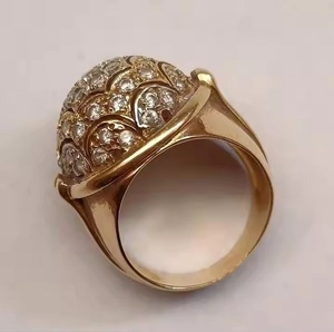 18K Solid Yellow Gold Engagement <b>Ring</b> with 2.40ct Natural Round Cut Diamond Pave <b>Dome</b> Diamond <b>Dome</b> for Weddings Gift - Product Image 2