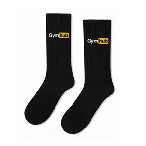 Unisex Gym Hub Sports <b>Socks</b> Printed Black Custom Digital Print Embroidery Anti-Bacterial Sporty for Autumn Sweat Resistant - Product Image 1