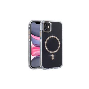 Funda de Silicona de Lujo Serie Zore Koment para MagSafe para iPhone 11, Diseño de Diamantes de Imitación Plateados, Fundas Inspiradas en Electroplateado - Product Image 2