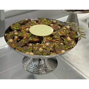 Bol à chocolat poli miroir martelé de meilleure qualité avec plateau décoratif Bol à chocolat tendance en acier inoxydable par ARC Export - Product Image 1