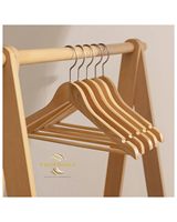 Cintres en bois plats à un seul niveau, personnalisables avec logo, multifonctionnels, avec crochet brillant, pour costumes et manteaux, pour salon, vente en gros