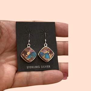 Navajo <b>Pink</b> Dream Mohave & Sterling Square Delight Dangle Earrings Party Wedding Wear <b>Gift</b> for Women Wholesale Price - Product Image 3