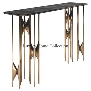 Leaf Design Metal Decorative Side and Console Table Gold Color Shiny Polished Handmade Luxurious Design Furniture Supplies - Product Image 4