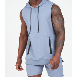 Hoodies sans manches pour hommes, style gym et streetwear, pull à capuche décontracté, personnalisable avec logo et design - Product Image 3