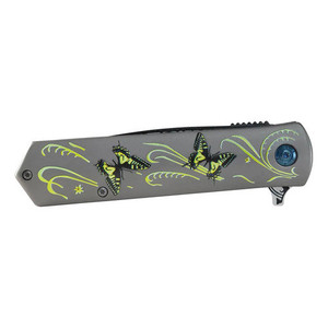 Coltello a serramanico Wallis K900785 con manico in acciaio Damasco e clip a farfalla - Product Image 4
