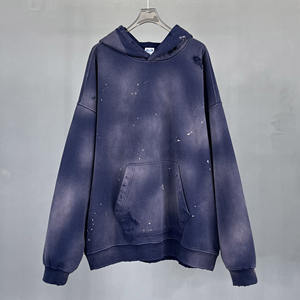 Sweatshirts à capuche brodés vieillis personnalisés Sweatshirts à capuche avec fermeture éclair style streetwear poids lourd Boxy délavés à l'acide vintage pour hommes - Product Image 5