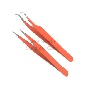 Pinzas de pestañas personalizadas de acero inoxidable verde y amarillo, pinza de Punta curva recta para aplicaciones de pestañas postizas, extensiones de pestañas - Product Image 2