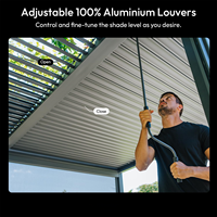 Pergola manuelle rétractable en aluminium moderne pour l'extérieur - Auvent solaire durable et imperméable pour piscine, jardin, terrasse