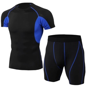 Conjunto de Compresión BJJ MMA para Hombre, Camiseta de Manga Corta de Capa Base, Pantalones Cortos de Entrenamiento de Baloncesto, Tela Deportiva - Product Image 2