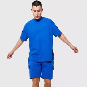 Vente en gros de vêtements d'été nouveau design hommes ensembles jumeaux à manches courtes t-shirt short ensemble double hommes de haute qualité pour hommes délavé à l'acide - Product Image 2