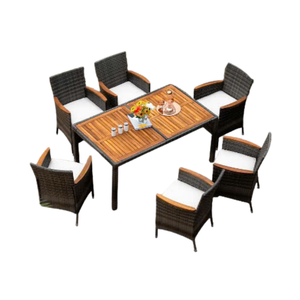 Juego de Mesa de Comedor de Mimbre y Ratán Moderno y Duradero, Precio al por Mayor, 8 Plazas, Embalaje en Cartón, Fábrica de Vietnam - Product Image 1