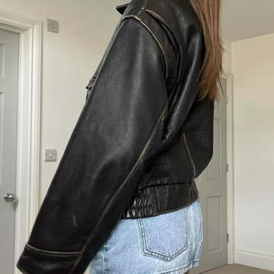 Veste en cuir personnalisée avec logo pour femmes Styles décontractés tendance Veste en cuir véritable souple pour femmes - Product Image 5