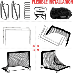 OEM/ODM Set di 2 Porte da Calcio Portatili in Metallo per Bambini, per Allenamento in Giardino, Interno/Esterno, con Borsa per il Trasporto - Product Image 3