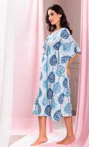 ชุดกิโมโนคาฟตันสำหรับผู้หญิงชุดเดรสยาวคลุมผ้าฝ้ายลายดอกไม้ลายดอกไม้สำหรับใส่อยู่ชายหาด - Product Image 5