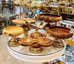 Good Look Silver And Gold Tier Stands Supports à gâteaux Dômes à gâteaux Supports à biscuits Bols Plateaux et plats Boarder avec motif floral - Product Image 6