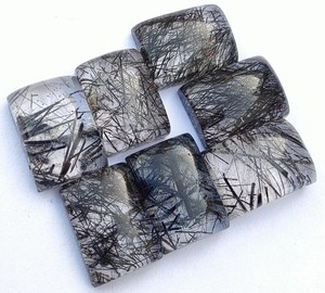 Aaa + chất lượng lỏng đá quý tự nhiên màu xám đen <span class=keywords><strong>rutile</strong></span> Cabochon hình chữ nhật phẳng trở lại hiệu chỉnh đá quý có sẵn tất cả - Product Image 5