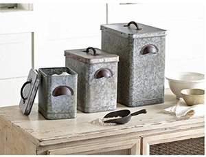 Galvanized <b>Canister</b> <b>Set</b> With Warm Farmhouse Aesthetics And High Functionality Designed To Fit In All Kitchen Layouts - Product Image 5