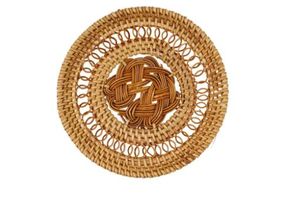 Ensemble de sous-verres en rotin carré rond traditionnel de style classique 6 pièces comprenant une boîte pour tasses bols à des fins décoratives - Product Image 5