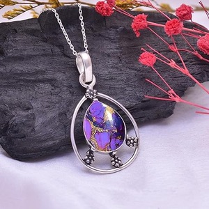 Violet Turquoise Gemstone Gros Pendentif 925 Sterling Silver Fine Jewelry Pendentif Avec 925 Timbre Argent Pendentif Bijoux - Product Image 3