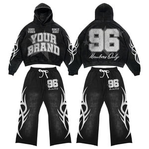 Ensemble de survêtement vintage de haute qualité pour homme, survêtement personnalisé de style streetwear, ourlet brut imprimé, survêtement délavé au soleil pour l'hiver - Product Image 4