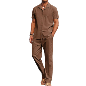 Conjunto de Pantalón Holgado y Camisa de Verano para Hombre, Estilo Formal, de Dos Piezas, de Forro Polar Transpirable, Inspirado en la Playa, con Cierre de Botones - Product Image 2