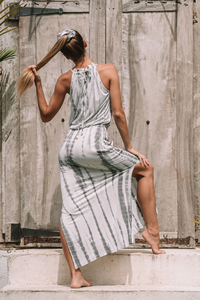 Vestido Maxi Bohemio de Rayón con Hombros Descubiertos y Estampado Tie Dye, Diseño Moderno y Multicolor, en Oferta - Product Image 6