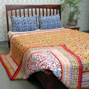 Best Price Queen Size <b>Quilt</b> <b>Bedding</b> Set 100% Organic Cotton Hand Block Printed in Traditional Woodblock Style - Product Image 4