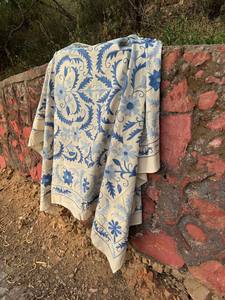 Boho Hand Embroidered Suzani Quilt – Decorative Cotton <b>Bed</b> <b>Cover</b> with Colorful Floral Patterns and Traditional Needlework - Product Image 4