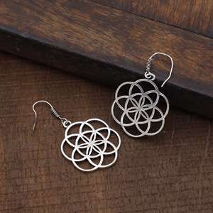 Pendientes de aro de plata de ley 2024 exclusivos más vendidos de 925 con Semilla de Mandala y Perla joyería de moda fina para mujer bodas - Product Image 5