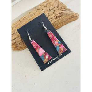 Navajo Handmade Purple Mohave Turquoise & Sterling <b>Silver</b> Drop <b>Earrings</b> Geometric Slab <b>Dangle</b> Design - Product Image 4