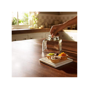 ฝาครอบกระจกใสโดม Cloche ระเบิดด้วยมือตกแต่งขนาดที่กําหนดเองพร้อมฐานไม้ - Product Image 1