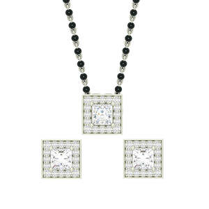 Compre un Conjunto de Mangalsutra de Plata Pura, Joyería Fina con Diamante de Corte Esmeralda Chapado en Oro, para Regalo de Boda o Fiesta para Esposa - Product Image 1