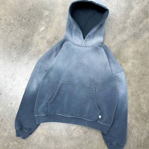 Sweat-shirt à capuche vintage surdimensionné pour homme, en coton, délavé à l'acide, ample, basique, décontracté, streetwear, pull à capuche - Product Image 2