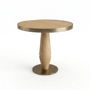 Mesa Redonda Moderna para Restaurante con Tapa de Vidrio y Base de Pedestal Metálico, Diseño Contemporáneo para Espacios Comerciales de Comedor - Product Image 4