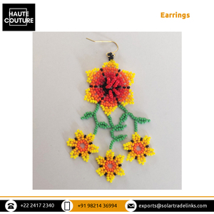 Pendientes de borlas con cuentas de flores multicolores hechos a mano de estilo clásico a precio de descuento del mejor fabricante indio del mundo - Product Image 6