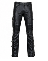 Pantalon de moto en cuir léger pour homme, taille haute, style urbain, avec fermeture éclair, imperméable
