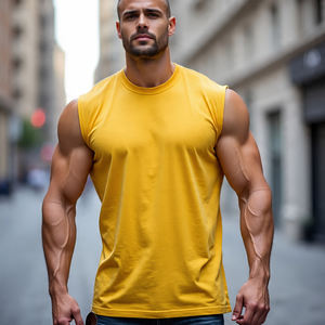 Culturismo corte hombro lavado Boxy chaleco hombres entrenamiento Fitness ácido lavado Boxy chaleco Boxy Tops hombres - Product Image 2